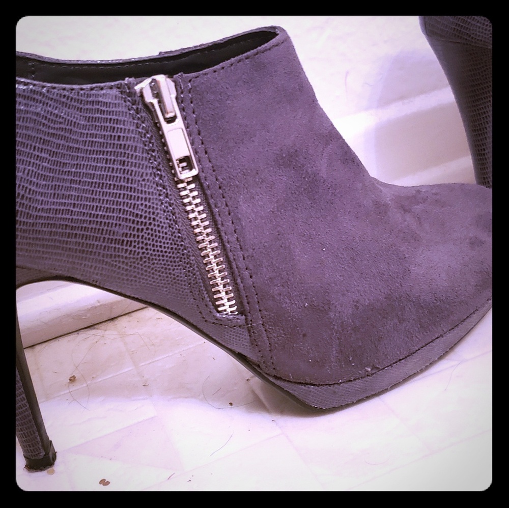 Gray Suede Stilleto Bootie